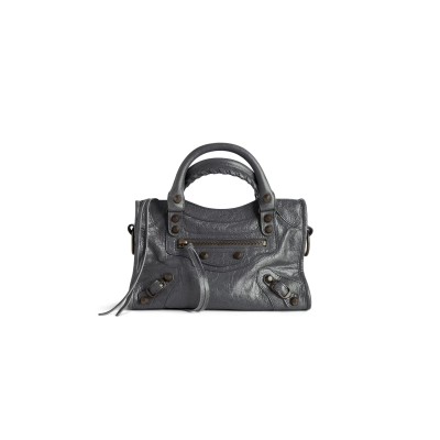 BALENCIAGA WOMEN'S LE CITY BAG MINI IN VOLCANIC ROCK 8063952ABEK1251 (23.8*16*6.3cm)